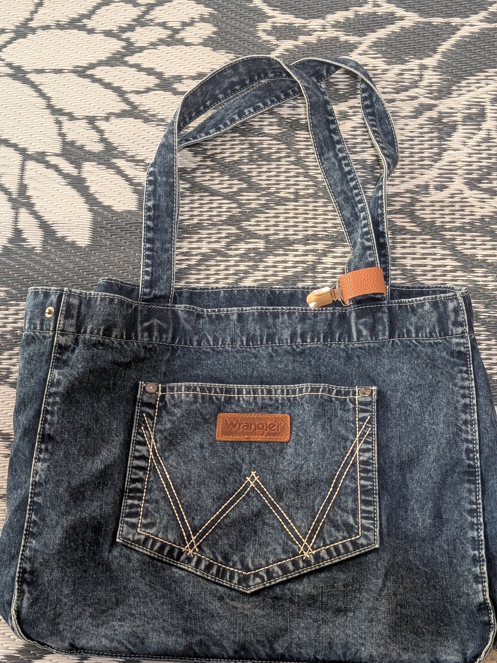 Wrangler Denim Tote Bag with Signature Pocket Detail